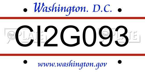 CI2G093 District Of Columbia License Plate
