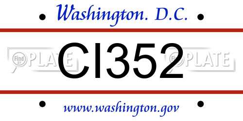CI352 District Of Columbia License Plate