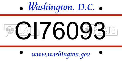 CI76093 District Of Columbia License Plate