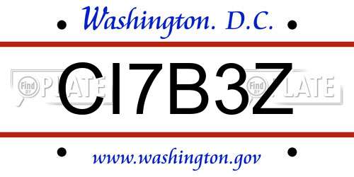 CI7B3Z District Of Columbia License Plate