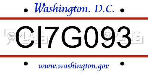 CI7G093 District Of Columbia License Plate