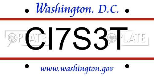 CI7S3T District Of Columbia License Plate