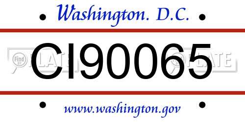CI90065 District Of Columbia License Plate