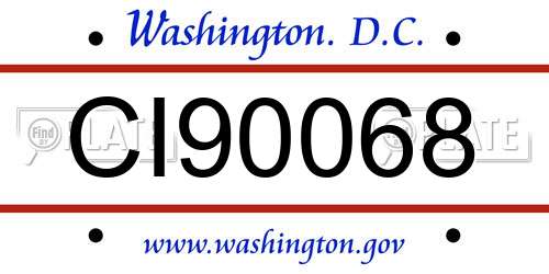 CI90068 District Of Columbia License Plate