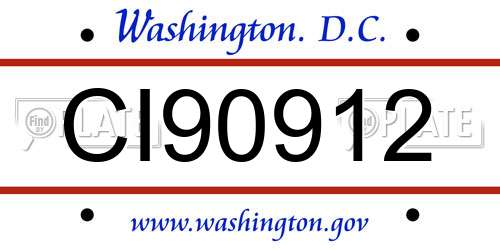 CI90912 District Of Columbia License Plate