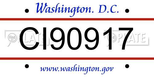 CI90917 District Of Columbia License Plate