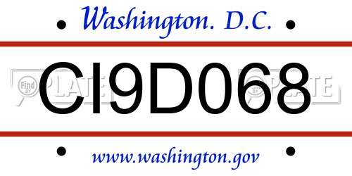 CI9D068 District Of Columbia License Plate