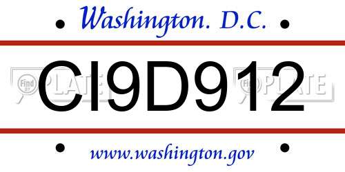 CI9D912 District Of Columbia License Plate