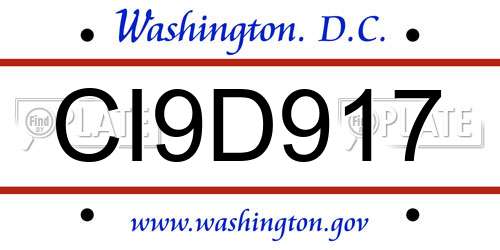 CI9D917 District Of Columbia License Plate