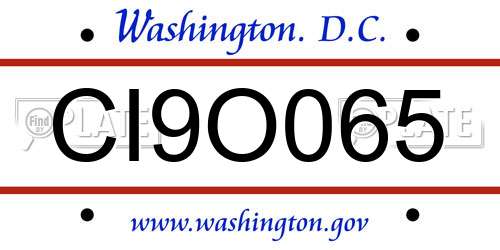 CI9O065 District Of Columbia License Plate