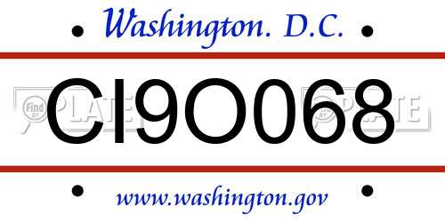 CI9O068 District Of Columbia License Plate