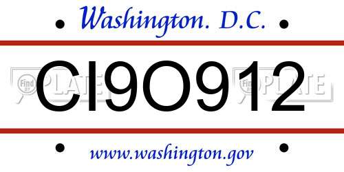CI9O912 District Of Columbia License Plate