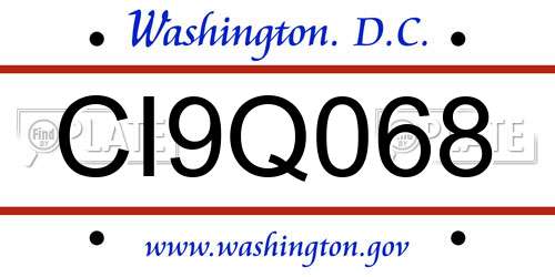 CI9Q068 District Of Columbia License Plate