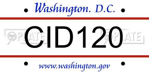 CID120 District Of Columbia License Plate