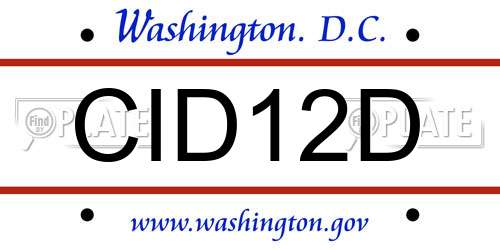 CID12D District Of Columbia License Plate