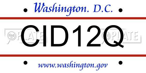 CID12Q District Of Columbia License Plate