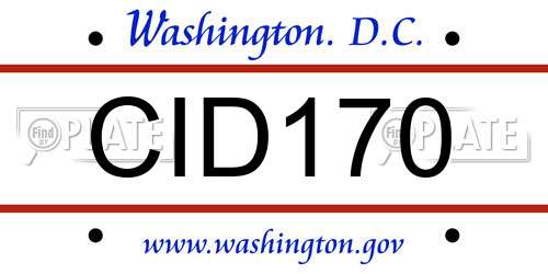 CID170 District Of Columbia License Plate