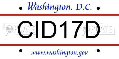 CID17D District Of Columbia License Plate