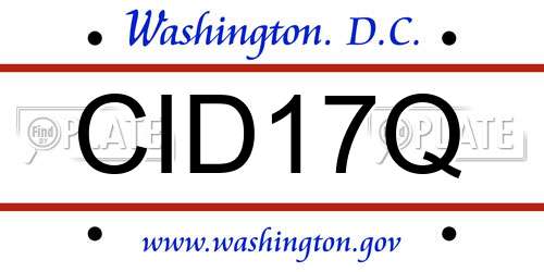 CID17Q District Of Columbia License Plate