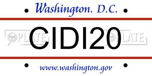 CIDI20 District Of Columbia License Plate
