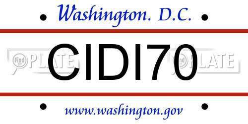 CIDI70 District Of Columbia License Plate