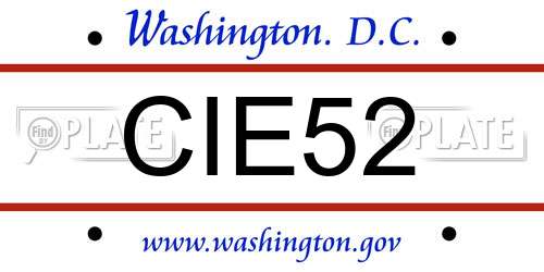 CIE52 District Of Columbia License Plate