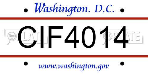 CIF4014 District Of Columbia License Plate