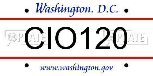 CIO120 District Of Columbia License Plate