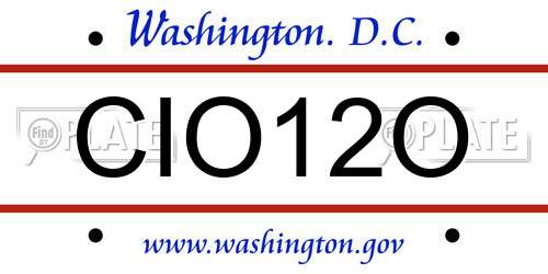 CIO12O District Of Columbia License Plate