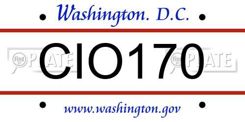 CIO170 District Of Columbia License Plate