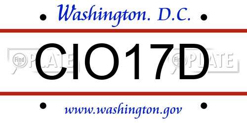 CIO17D District Of Columbia License Plate