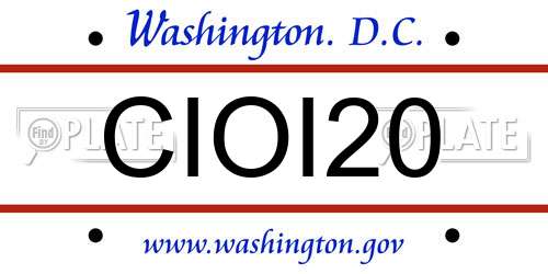 CIOI20 District Of Columbia License Plate
