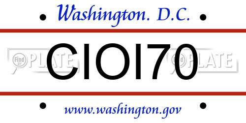 CIOI70 District Of Columbia License Plate