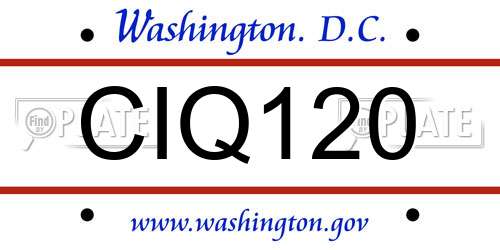 CIQ120 District Of Columbia License Plate