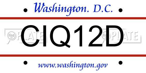 CIQ12D District Of Columbia License Plate