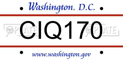 CIQ170 District Of Columbia License Plate