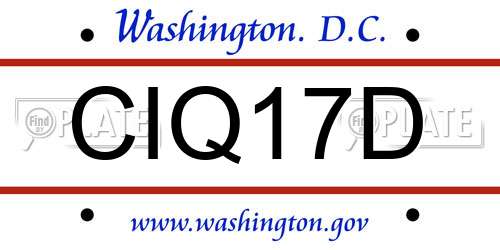 CIQ17D District Of Columbia License Plate
