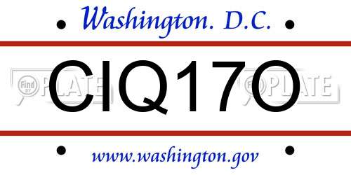 CIQ17O District Of Columbia License Plate