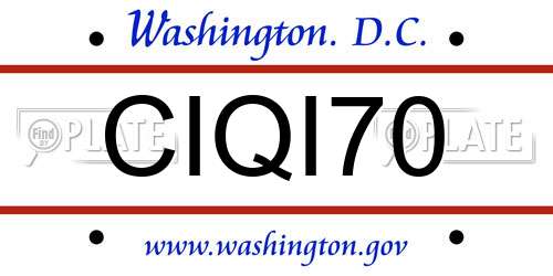 CIQI70 District Of Columbia License Plate