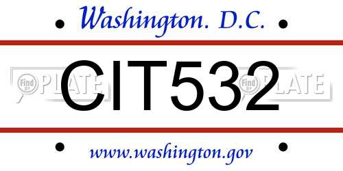 CIT532 District Of Columbia License Plate