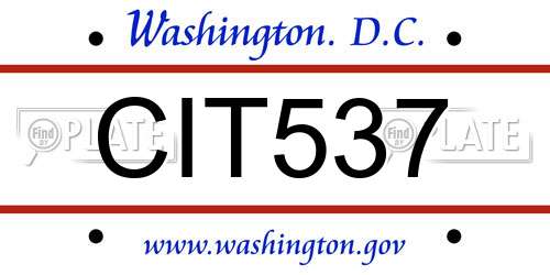 CIT537 District Of Columbia License Plate