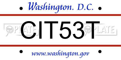 CIT53T District Of Columbia License Plate