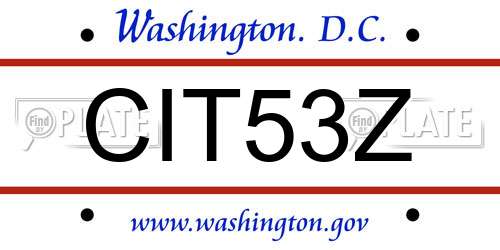 CIT53Z District Of Columbia License Plate
