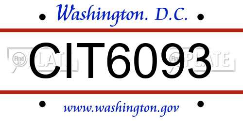 CIT6093 District Of Columbia License Plate