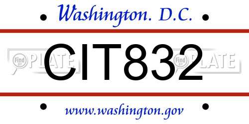 CIT832 District Of Columbia License Plate