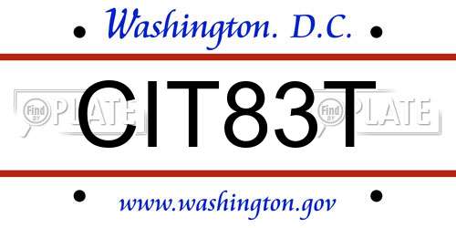 CIT83T District Of Columbia License Plate