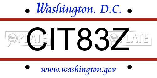 CIT83Z District Of Columbia License Plate