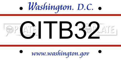CITB32 District Of Columbia License Plate