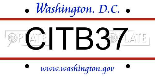 CITB37 District Of Columbia License Plate