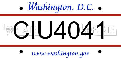 CIU4041 District Of Columbia License Plate